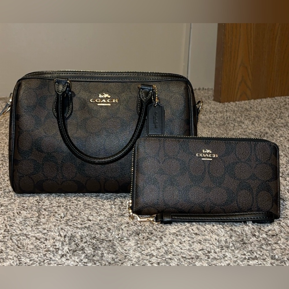 COACH Rowan Satchel with Long Zip Wallet